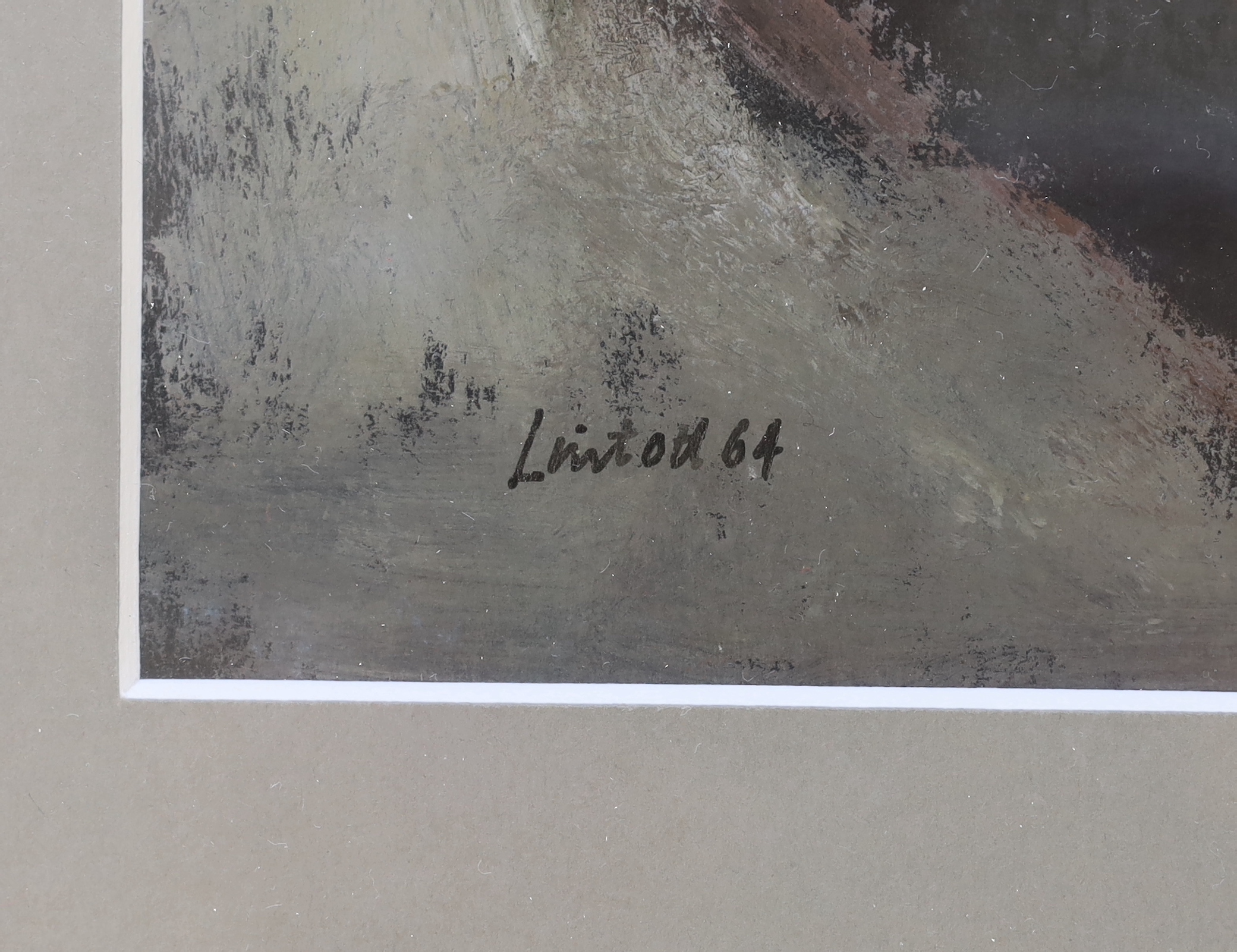 Geoffrey Lintott (20th century) mixed media, 'Industrial buildings, Manchester', signed and dated ‘64, 39 x 29cm